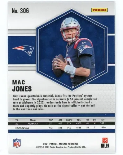 Vista 2 de Panini Mosaic #306 Mac Jones RC Novato de Nueva Inglaterra Patriots NFL 2021