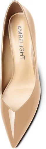 Vista 3 de AMBELIGHT Zapatos de tacón medio grueso para mujer, con puntera puntiaguda, de 2.5 pulgadas