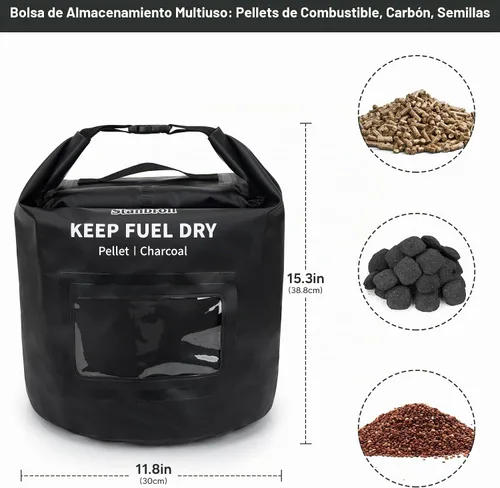 Vista 2 de Stanbroil Bolsa de almacenamiento de pellets de madera de 20 libras, contenedor de tela impermeable al aire libre para pellets, carbón, astillas