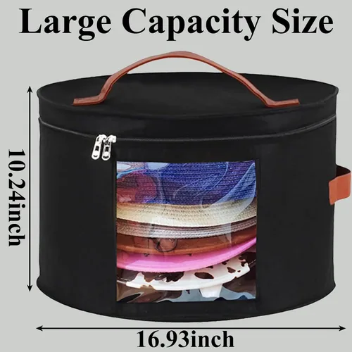 Vista 3 de Memfish Caja de sombreros para mujer, cajas de almacenamiento de 16.93 pulgadas de profundidad x 10.24 pulgadas de alto, organizador grande