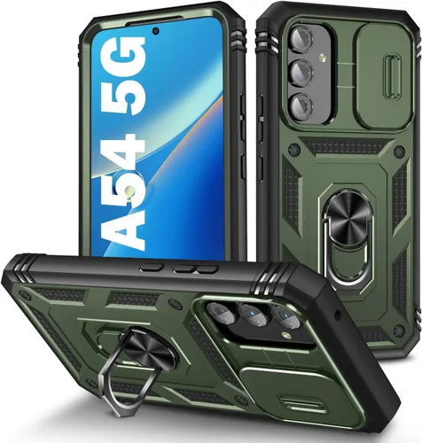 Vista 86 de PASNEW Funda militar para iPhone 13 Pro Max, cubierta de cámara deslizante y soporte de anillo de metal de 360°, carcasa rígida multicapa resistente