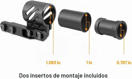 Vista 3 de Feyachi mlok - Soporte de anillo para linterna offset para sistema de riel Mlok, 2 insertos de montaje incluidos para linterna de 1.063 in, 1.000