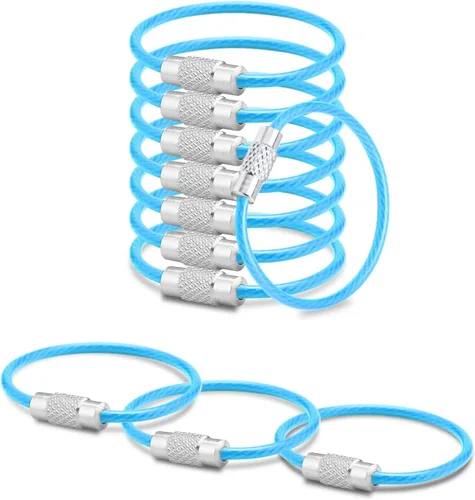 Vista 15 de 100 paquetes de llaveros de cable grandes de 6" con anillo de llavero de metal en masa para etiquetas de equipaje al aire libre (GRUESO: 2MM)
