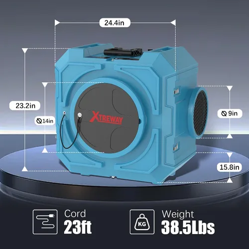 Vista 8 de Depurador de aire Hepa 800CFM con filtración de 4 etapas, máquina de aire negativo apilable, purificador de aire comercial con filtros