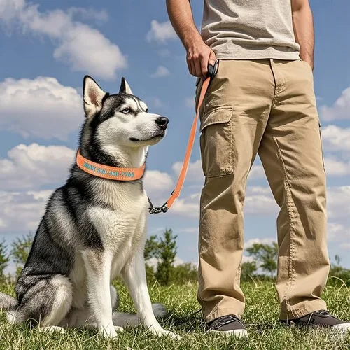 Vista 5 de Collares de perro personalizados, collar de perro bordado reflectante personalizado con nombre y números de teléfono, nailon suave ajustable