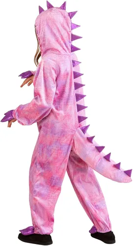 Vista 2 de DEAR MODEL Disfraz de T-rex rosa para niñas de 3 a 14 años