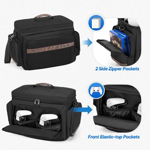 Vista 3 de LoDrid Travel Carry Case Compatible with PS5PS5 SlimPS4PS4 ProPS4 SlimXbox OneXbox One X for Console and 15.6" Laptop, Protective Gaming Bag with