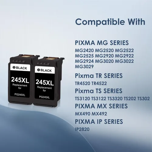 Vista 2 de PG-245XL - Cartuchos de tinta negra de repuesto para Canon 245XL para impresora PIXMA MG2420 MG2520 MG2522 MG2920 MG2922 MG3029 TS202 TS3122 TR4520