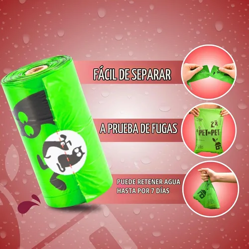 Vista 3 de Bolsas de caca para perros Pet N Pet, rollos de bolsas de caca para perros con aroma a lavanda verde, 270 unidades, bolsa para perros, bolsa