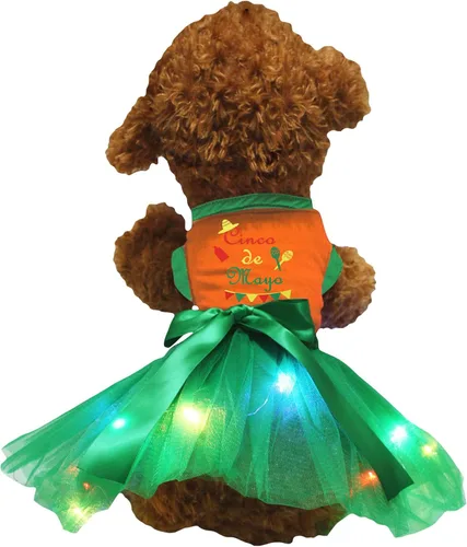 Vista 5 de Petitebella Cinco De Mayo - Vestido para cachorro estilo carnaval (negro/verde, talla XS)