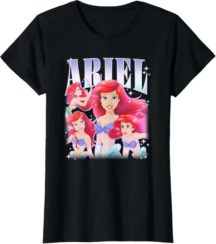 Vista 40 de Disney Camiseta de la princesa Ariel de la Sirenita Multi Pose, Negro