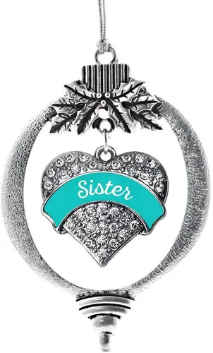 Vista 119 de Inspired Silver Adornos festivos de dije de corazón pave de plata con circonitas cúbicas