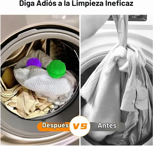 Vista 7 de Juego de 2 bolas de lavandería ecológicas para lavadora, alternativa de detergente natural para limpieza del hogar, suaves para ropa y telas
