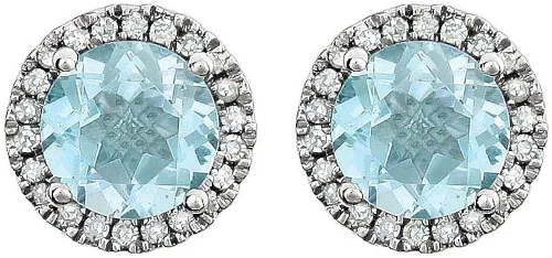 Vista 2 de Aretes de topacio azul cielo y diamantes de 18 quilates (0.319in x 0.319in)