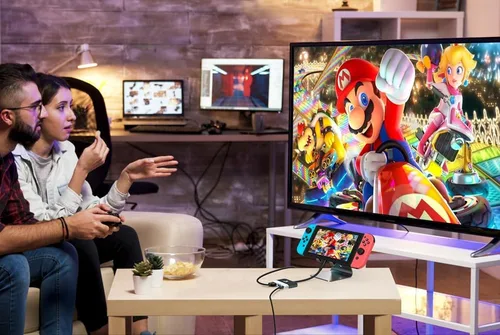 Vista 8 de Switch Dock para Nintendo SwitchOLED, base de TV portátil con puerto USB 3.0 HDMI 4K y carga USB C, base de viaje para Nintendo Switch, Samsung