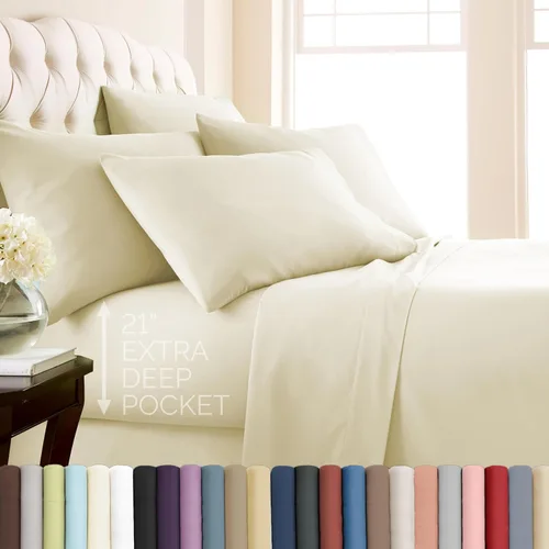 Vista 21 de Southshore Fine Living, Inc. Juego de sábanas de 4 piezas, 21 pulgadas de profundidad con sábana bajera, microfibra suave, sábana encimera de gran