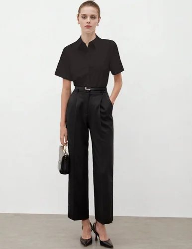 Vista 6 de Zeagoo Camisas de vestir de manga corta con botones para mujer, blusas básicas de trabajo con cuello de negocios