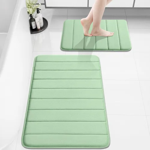 Vista 62 de Buganda Juego de 2 alfombras y tapetes de baño de espuma viscoelástica, lavables a máquina, suaves, antideslizantes, absorbentes, para baño, ducha