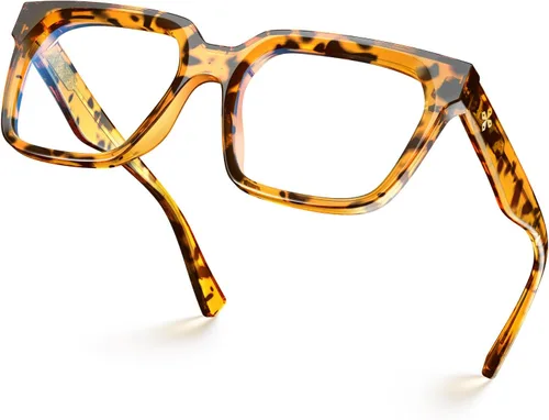 Vista 28 de VISOONE Chunky Rectangle Oversized Blue Light Blocking Computer Glasses Clear Lenses Cute Fake Large Frame Preppy Stylish Designer Fashion Screen