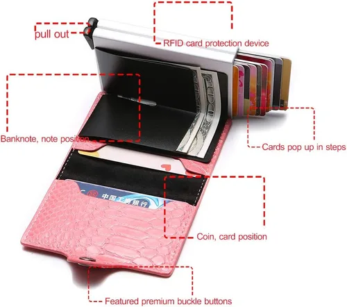 Vista 4 de Ultrafino RFID bloqueo cartera seguro tarjeta de crédito cartera titulares de tarjetas de crédito