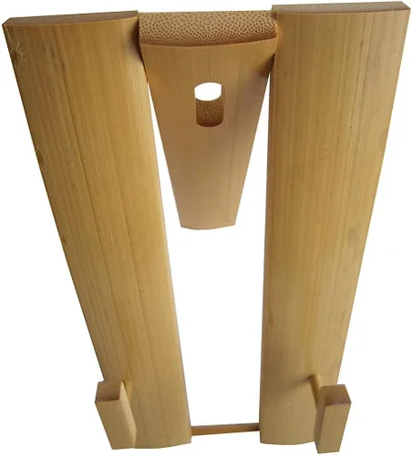 Vista 2 de Percha de pared plegable japonesa de bambú de 2 maneras del soporte de la fan de 3,5 x 7 pulgadas de Japón