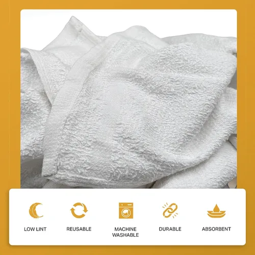 Vista 2 de Terry - Trapos de limpieza a granel, 100% algodón, de secado rápido, absorbentes, reutilizables, paños multiusos para cocina, automóvil, baño