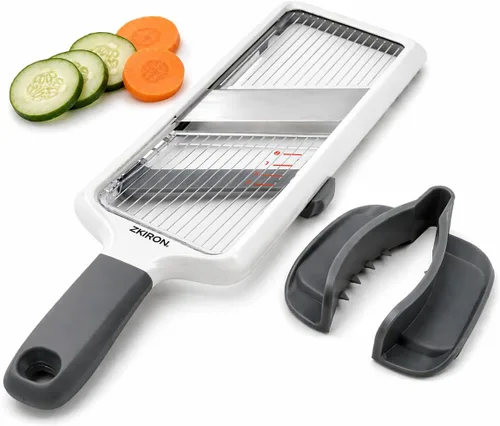 Vista 4 de ZKIRON Rebanadora de Mandolina Manual Múltiple - Cuchilla de Acero Inoxidable Ajustable, Agarre Cómodo, Características de Seguridad, Fácil