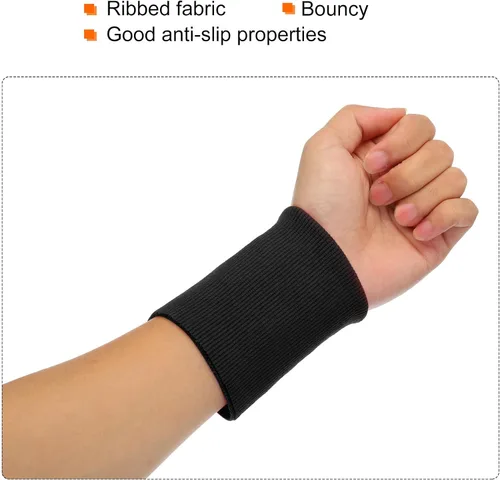 Vista 5 de MECCANIXITY Puños elásticos con bordes acanalados de 4 x 3.5 pulgadas, tela de algodón, cinta elástica para coser, color negro, 1 par