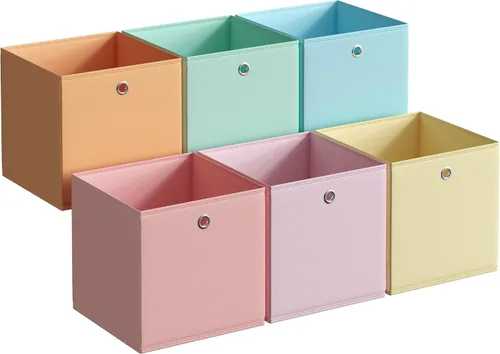 Vista 12 de SONGMICS Cubos de almacenamiento, juego de 6 cajas de almacenamiento plegables sin olor, 10.2 x 10.2 x 11 pulgadas, organizadores de armario