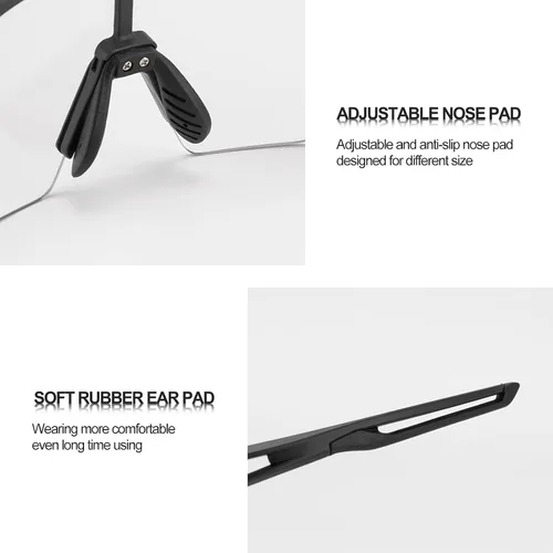 Vista 6 de ROCKBROS Gafas de sol deportivas fotocrómicas polarizadas para hombres y mujeres, protección UV, gafas de sol de ciclismo con marco envolvente