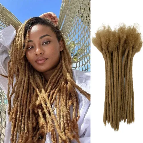Vista 12 de Extensiones de cabello humano Loc de 0.2cm de ancho, 4 pulgadas, 10 hebras, extensiones de rastas de cabello humano 100% hechas a mano, permanentes