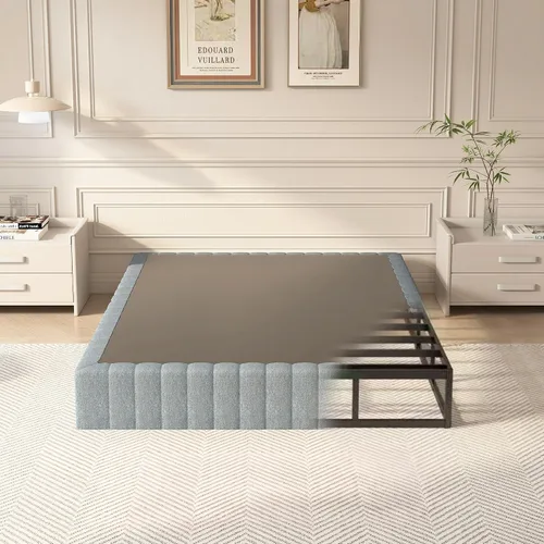 Vista 12 de YORMDMO Somier de 3 pulgadas, resortes de caja tamaño Queen con cubierta de tela, bases de metal resistente de bajo perfil, fácil montaje, capacidad