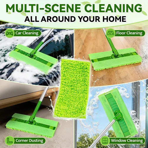 Vista 5 de FIXSMITH Almohadillas reutilizables para mopa compatibles con Swiffer Sweeper y todas las trapeadoras planas de 10 a 12 pulgadas, paquete de 8