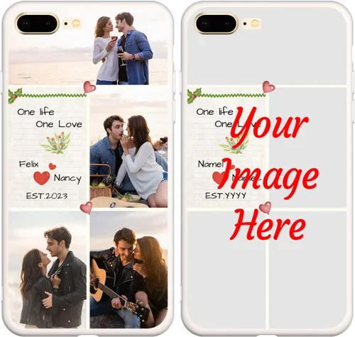 Vista 20 de Funda de teléfono con foto personalizada para iPhone 7 Plus 8 Plus, imagen personalizada/texto, funda negra delgada y suave, regalo único de nicho