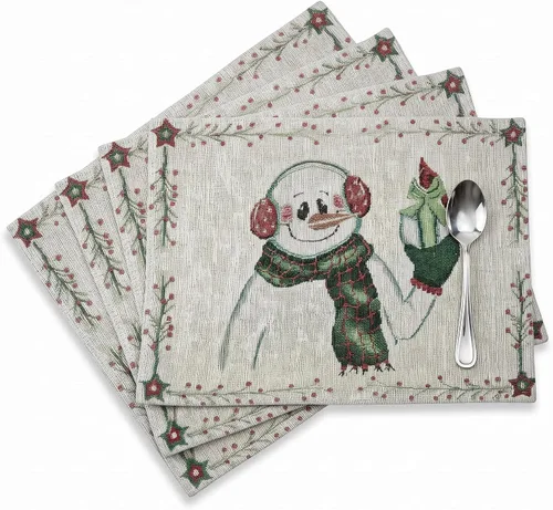 Vista 24 de DaDa Bedding - Juego de 4 manteles individuales de algodón y lino para mesa de comedor, 13 x 19 pulgadas Bendición familiar de otoño