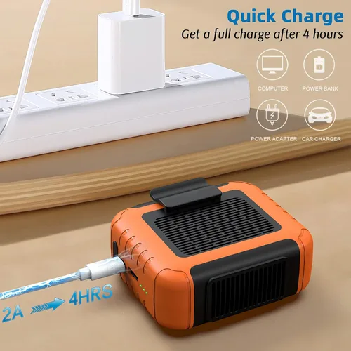Vista 7 de SLENPET Ventilador portátil con clip de cintura de 6000 mAh con tiempo de trabajo de 23 horas, flujo de aire fuerte de 6200 RPM, 3 velocidades