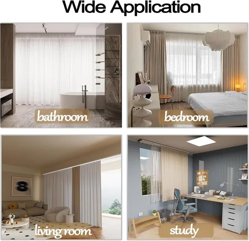 Vista 8 de Rieles para cortinas de techo silenciosas, rieles para cortinas Corredizas de Techo, rieles deslizantes para cortinas, divisor de habitación