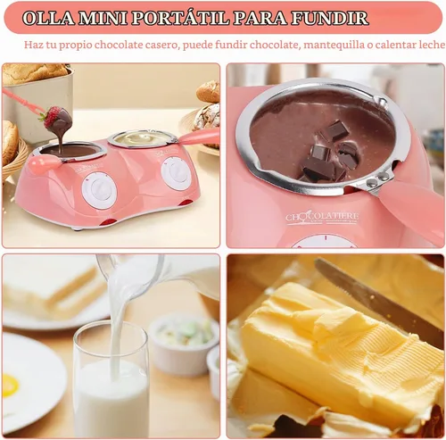 Vista 4 de Outamateur Fondue eléctrica de chocolate con doble olla de fusión para chocolate con leche, queso, mantequilla, dulces