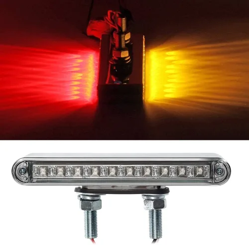 Vista 4 de Partsam Kit de barras de luz LED rojo/ámbar con lente transparente de doble cara para camión semi remolque
