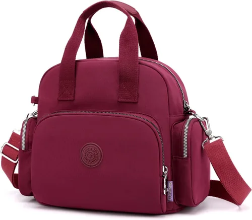 Vista 10 de PORRASSO Mochila para mujer, bolso de hombro multifuncional con puerto de carga USB, bolso cruzado de nailon para trabajo, viajes, citas, negro