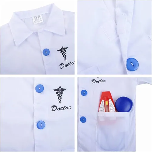 Vista 7 de TOPTIE Ropa de vestir de oficial de policía para niños con accesorios uniformes de juego de rol de carrera color blanco Blanco