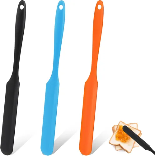 Vista 8 de 3 espátulas para frascos, espátulas de silicona para frascos resistentes al calor con mango largo, esparcidor de mermelada, espátulas para crema