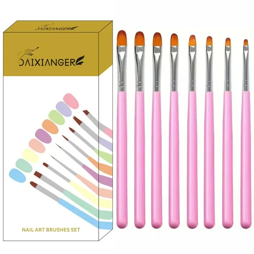 Vista 13 de Juego de 8 cepillos de poligel para gel constructor y extensión de uñas Púrpura