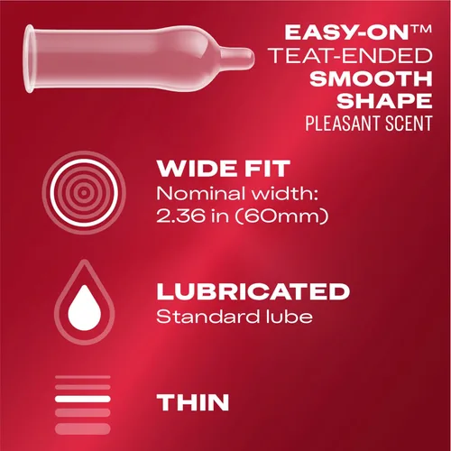 Vista 2 de Durex Preservativos de látex extra sensibles lubricados ultra finos de alta calidad, ajuste ancho, 12