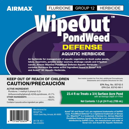 Vista 2 de Airmax Wipeout - Defensa contra malas hierbas acuáticas, herbicida y control de malas hierbas acuáticas, controla la lenteja de agua y otra