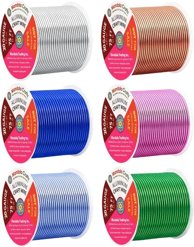 Vista 373 de Mandala Crafts - Alambre de aluminio anodizado de calibre 22 para hacer joyas - 137.2 m de alambre flexible surtido y coloreado - Doble para bonsái
