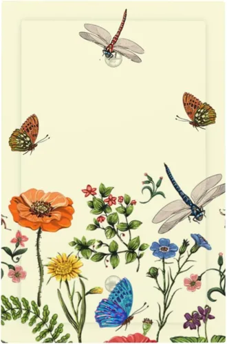Vista 55 de Placa de Pared en Blanco de 1-Gang Sin Dispositivo Beige Lindo Vintage Boho de los 70s Hongo Fungus Planta Floral Botánica Libélula Interruptor