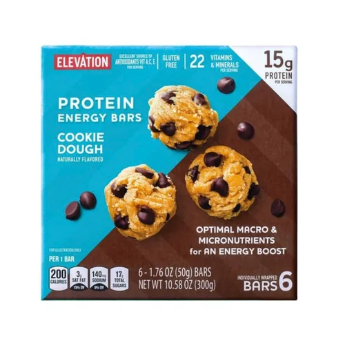 Vista 3 de Millville Elevation - Barras de proteínas para bocadillos de 1.4 onzas, barras de 0.18 oz de proteína (masa de galleta, paquete de 2 (12 barras))