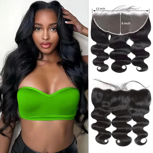Vista 21 de Encaje frontal transparente HD de 13 x 6 pulgadas, prearrancado con abuelitos, línea capilar natural, cierre frontal ondulado 12A, cabello humano