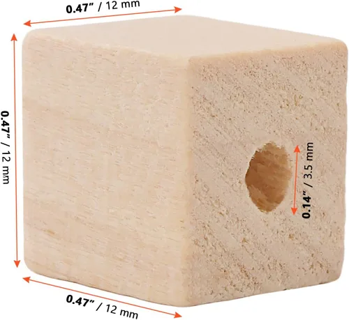 Vista 2 de SINJEUN 500 cubos de madera de 1/2 pulgada con agujeros, bloques de madera maciza sin terminar, cuentas cuadradas de madera, pequeños bloques